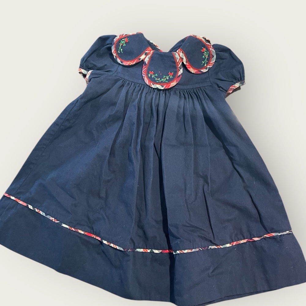 Luli and Me Navy Blue Embroidered Dress